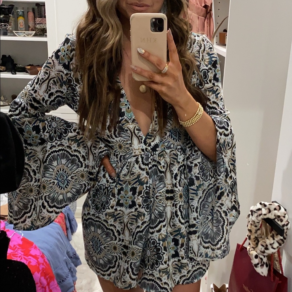 Boutique printed romper, like new